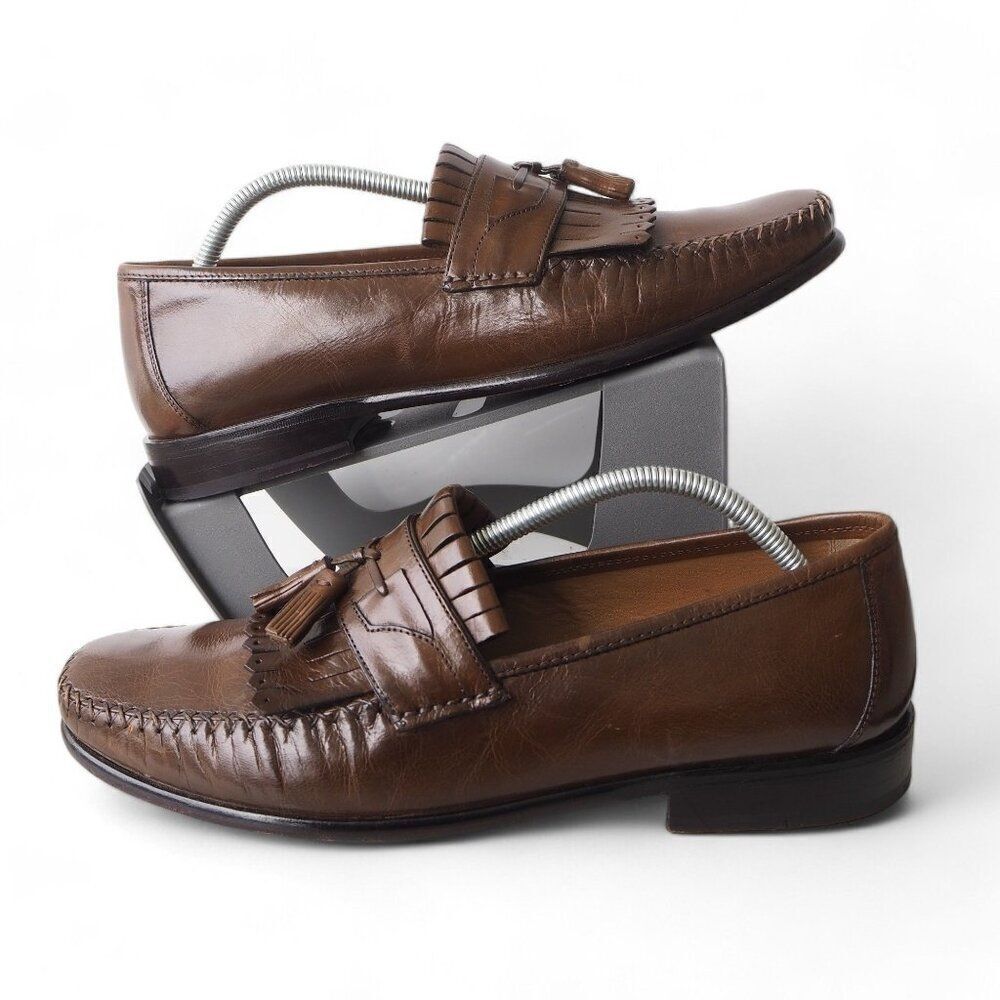 Brass‎ Boots Tassel Kiltie Slip-on Moc Toe Leather Loafers 93438 Brown Men's 11M